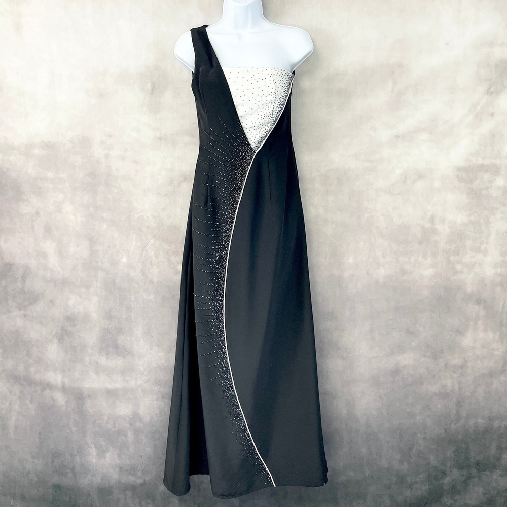 Vintage Willi of California Gown Women XS Beaded One Shoulder Old Hollywood Gala
